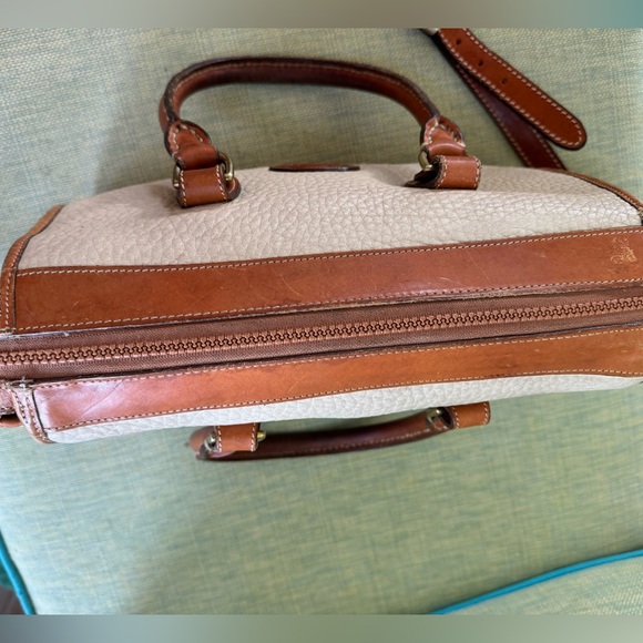 Dooney & Bourne Vintage Zipper Satchel in British Tan and Bone - Picture 6 of 14